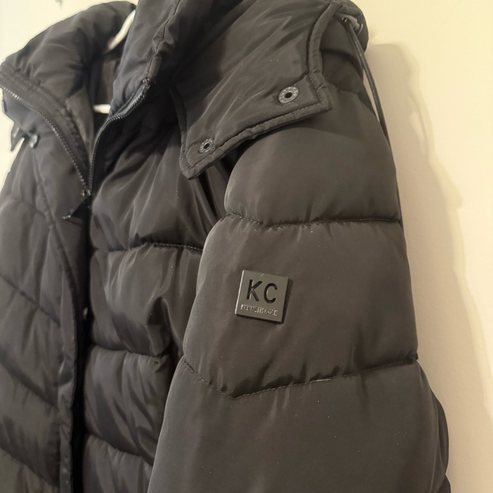 Kenneth Cole New York Black Puffer Women’s Warm Hooded Long Quilted XL Jacket - Picture 3 of 12